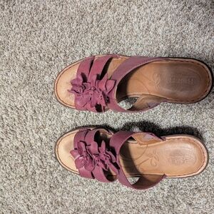 Born Leather Women's Burgundy Sandals